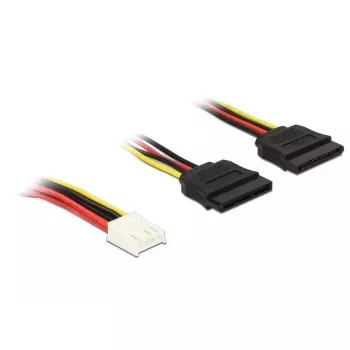 DeLOCK kaapeli 0,3 m Floppy 4p/2x SATA 15p