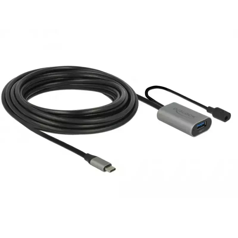 USB-kaapeli DeLOCK 85391 USB 3.2 Gen 1 5 m USB-A USB-C musta harmaa