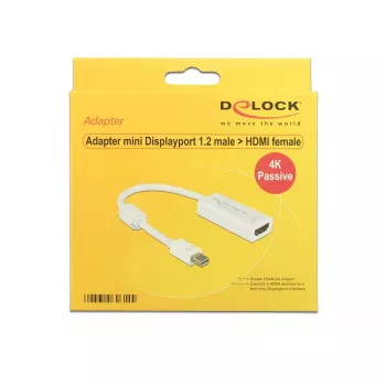 Videokaapeliadapteri DeLOCK 62614 Mini DisplayPort - HDMI Type A valkoinen 0,2 m