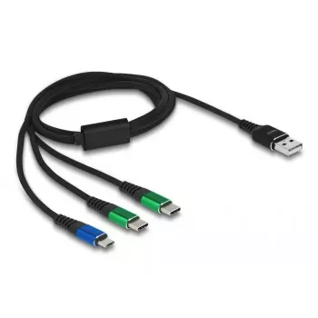 DeLOCK USB-latauskaapeli 3 in 1 Type-A Micro-USB / 2 x USB Type-C 1 m