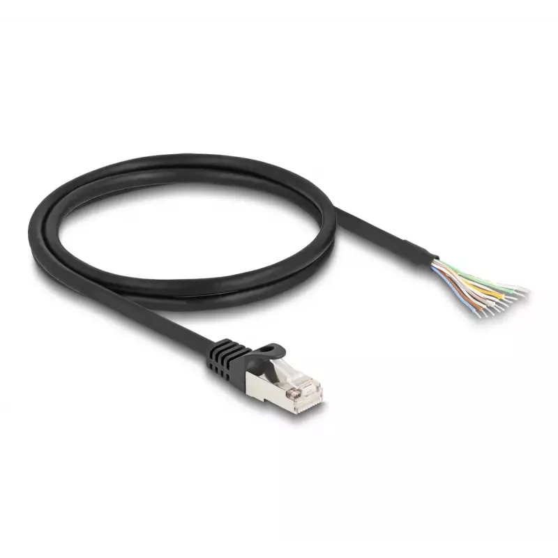 DeLOCK kaapeli RJ50-uros avoimet johdinpäät S/FTP 1 m musta