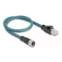 DeLOCK M12 adapterikaapeli A-koodattu 8-napainen naaras – RJ45-uros 50 cm