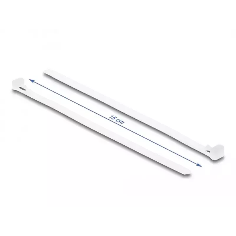 DeLOCK uudelleenkäytettävät nippusiteet, 150 x 7.2 mm, valkoinen, 100 kpl