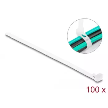 DeLOCK uudelleenkäytettävät nippusiteet, 150 x 7.2 mm, valkoinen, 100 kpl