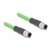 DeLOCK 80417 teollisuuskaapeli M12 D-koodattu 4-napainen liitin - liitin, PUR (TPU), 2 m, vihreä
