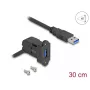 DeLOCK USB 5 Gbit/s Type-A paneeliasennusliitin 45° kulma Type-A -urokseen 30 cm kaapelilla musta