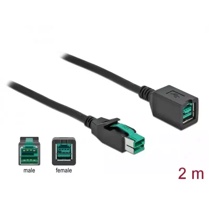Virtalähdöllinen USB-jatkokaapeli DeLOCK 85981 12 V 2 m