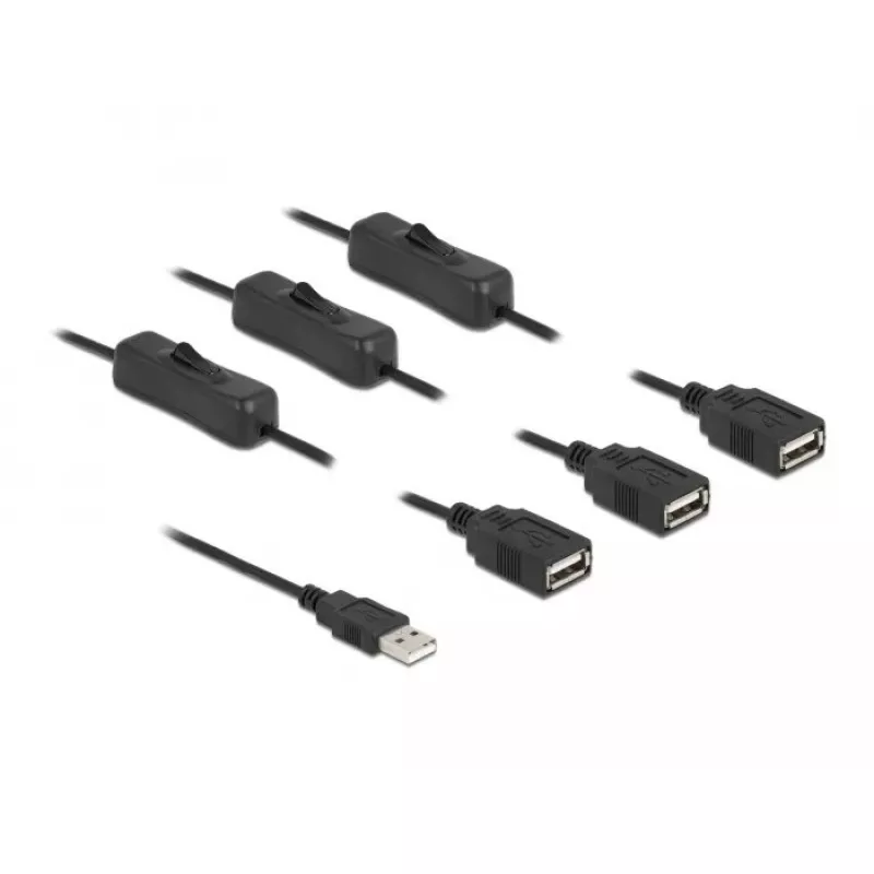 USB Type-A uros 3 x USB Type-A naaras -liitäntään kytkimellä 1 m DeLOCK 86804
