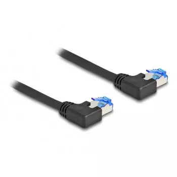 DeLOCK verkkokaapeli RJ45 Cat.6A S/FTP vasen kulmaliitin 1 m musta