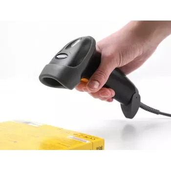 DeLOCK USB-viivakoodilukija 1D laser musta käsilukija kaapelilla 2 m kaapeli