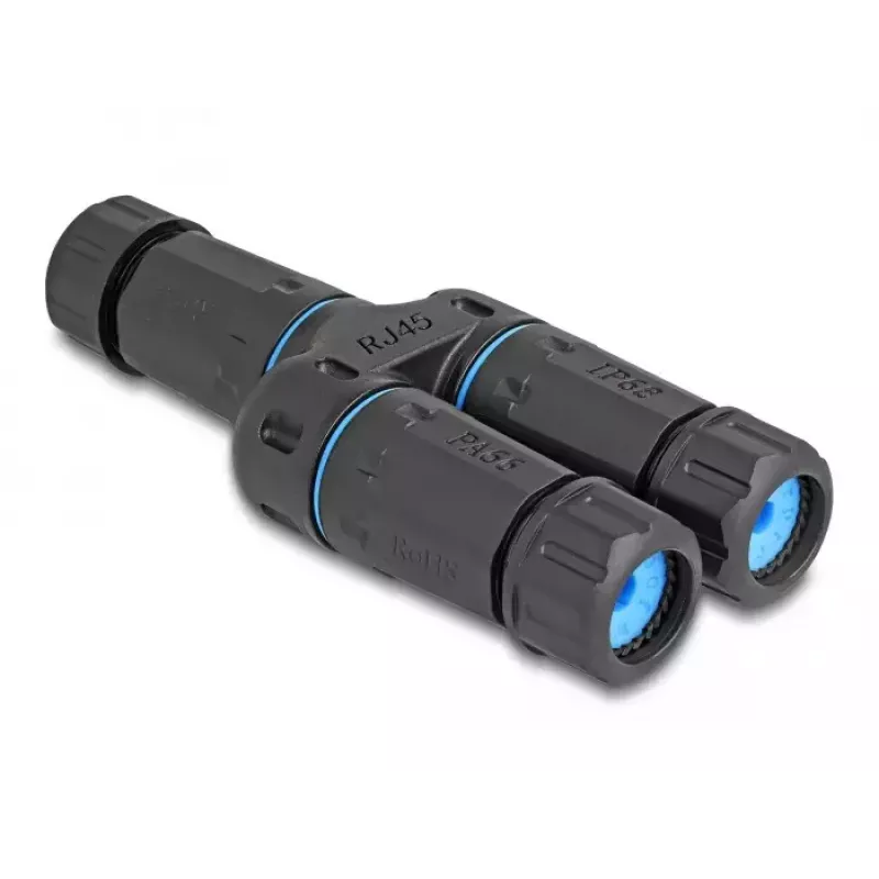 DeLOCK kaapeliliitin RJ45-naaras - 2 x RJ45-naaras Cat.6A vesitiivis