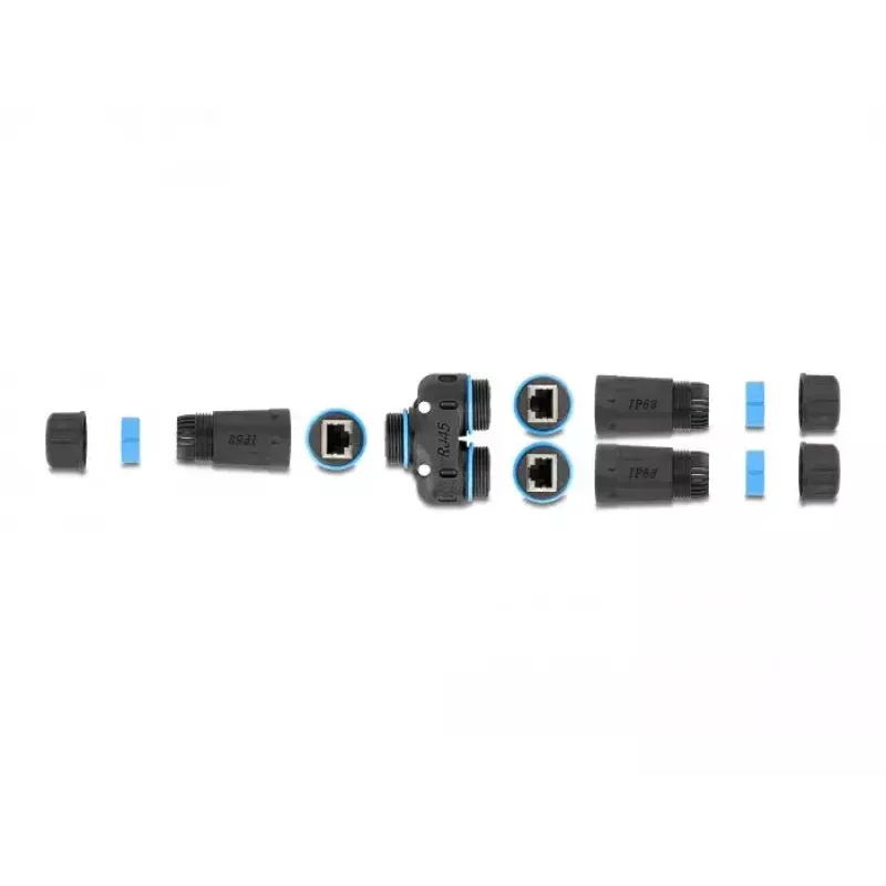 DeLOCK kaapeliliitin RJ45-naaras - 2 x RJ45-naaras Cat.6A vesitiivis