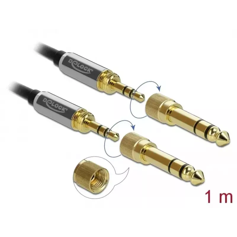 Audiokaapeli DeLOCK 85785 1 m 3,5 mm musta harmaa