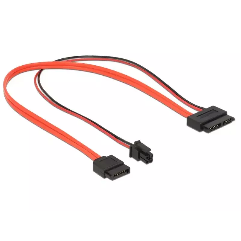SATA-kaapeli DeLOCK 0,3 m SATAIII 7p + 4p/ohut SATAIII 13p