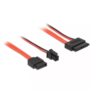 SATA-kaapeli DeLOCK 0,3 m SATAIII 7p + 4p/ohut SATAIII 13p