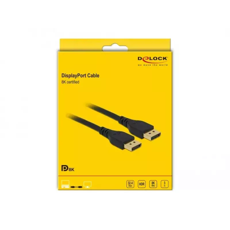 DisplayPort-kaapeli DeLOCK 85911 8K 60 Hz 3 m