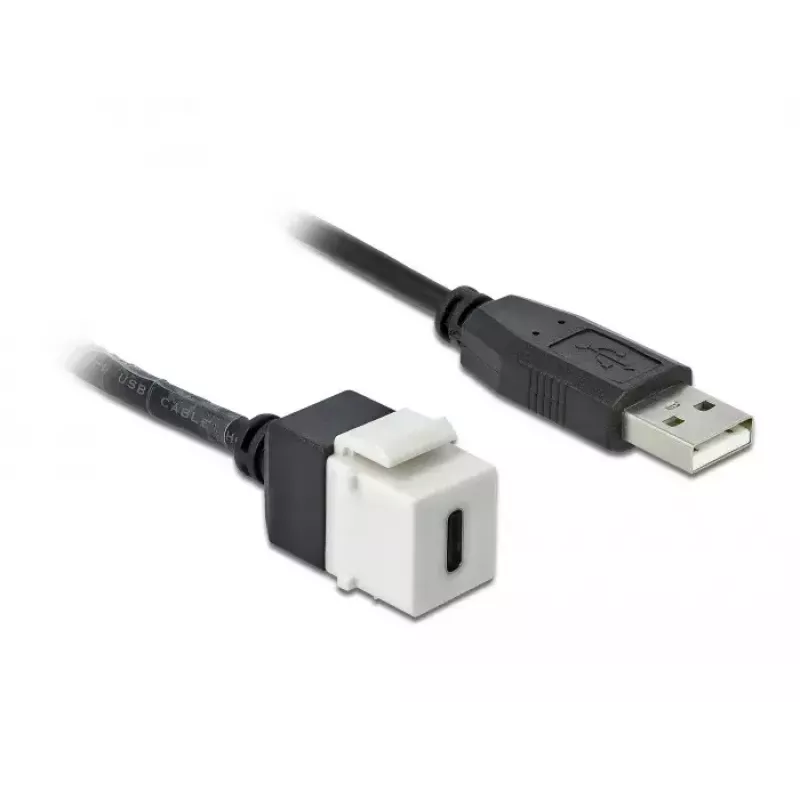 Keystone-moduuli DeLOCK 86382 litteä musta valkoinen USB C