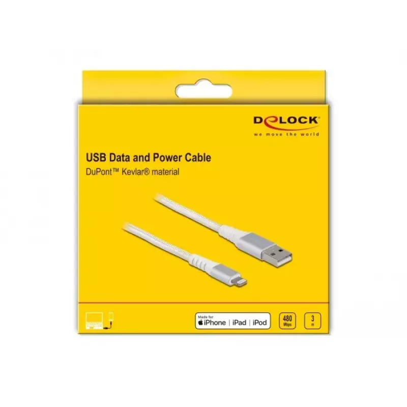 DeLOCK USB-data- ja latauskaapeli iPhone iPad iPod 3 m Lightning