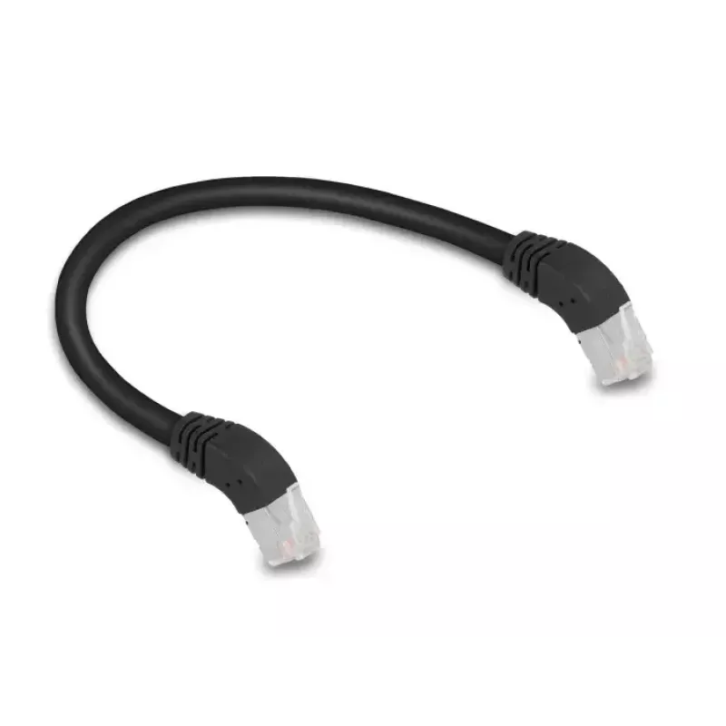 Verkkokaapeli DeLOCK RJ45 Cat.6A S/FTP 45° alaspäin 0,25 m musta