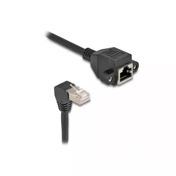 DeLOCK verkkopidennyskaapeli S/FTP RJ45 90° kulma - RJ45 Cat.6A 1 m musta