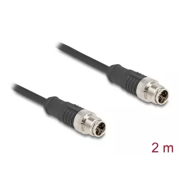 DeLOCK verkkokaapeli M12 kaapeli X-koodattu 8-napainen pistoke naar pistoke Cat5e 2 m musta