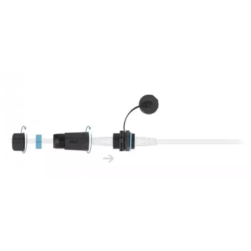 DeLOCK 86701 vedenpitävä RJ45-liitin naaras-naaras Cat.6A -jatkokappale suojuksella, musta