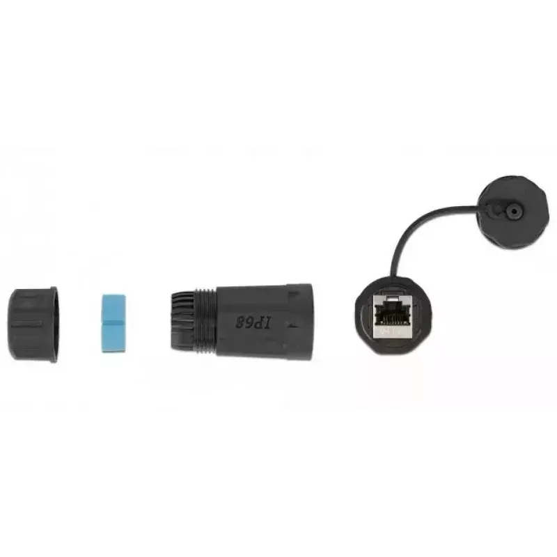DeLOCK 86701 vedenpitävä RJ45-liitin naaras-naaras Cat.6A -jatkokappale suojuksella, musta