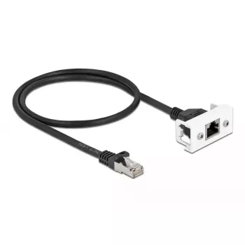 Verkkokaapeli DeLOCK Easy 45 -moduuli RJ45 S/FTP Cat.6A 0,5 m musta