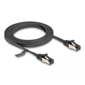 Verkkokaapeli DeLOCK RJ45 litteä patch-kaapeli uros-uros Cat.8.1 2 m musta