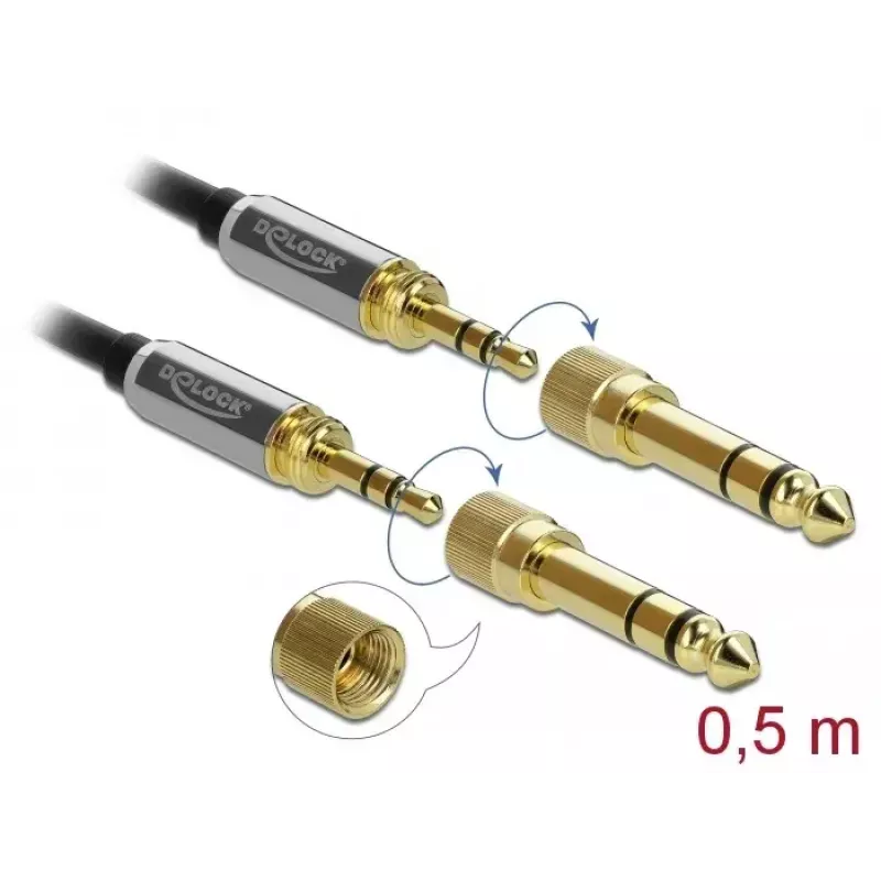 Audiokaapeli DeLOCK 85784 0,5 m 3,5 mm musta harmaa