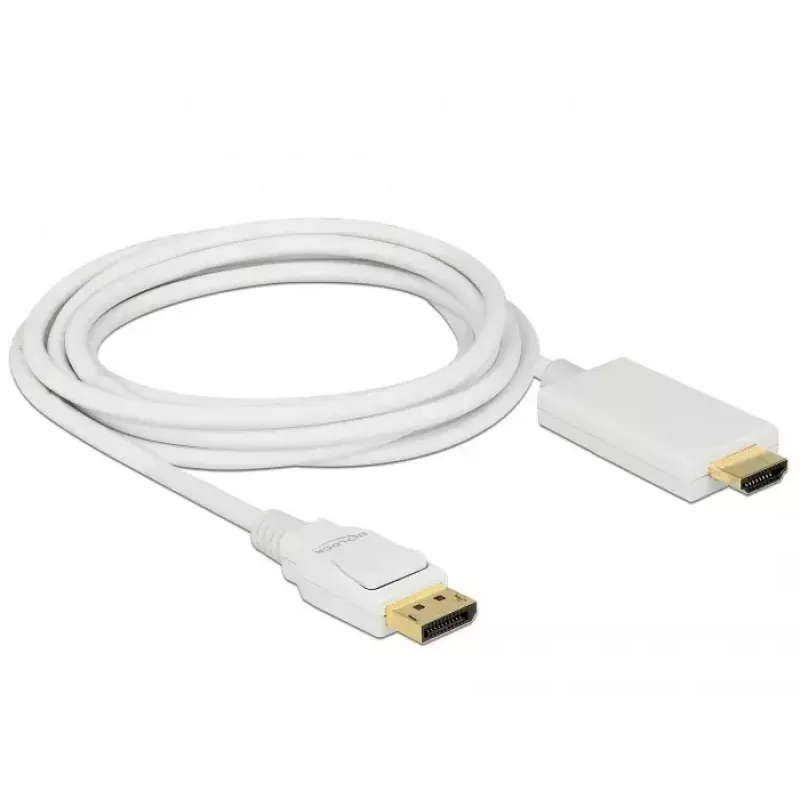 Videokaapeli-adapteri DeLOCK 83819 3 m DisplayPort HDMI valkoinen