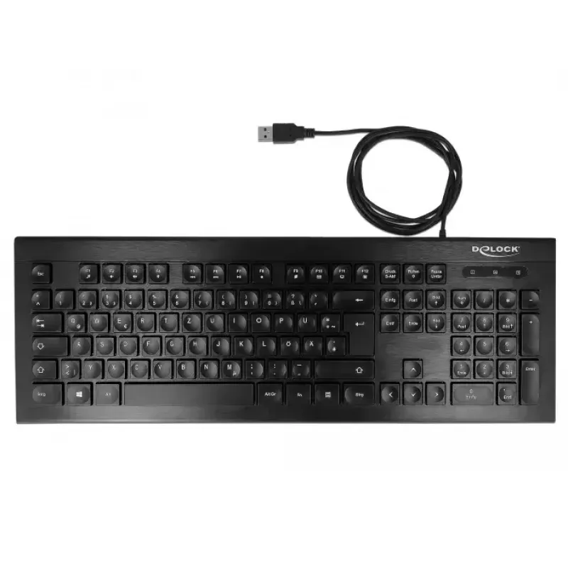 DeLOCK 12672 näppäimistö Office USB QWERTZ saksa musta