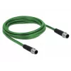 DeLOCK 85918 teollisuuskaapeli M12 D-koodattu 4-napainen liitin - liitin, SF/FTP, halogeeniton, 2 m, vihreä