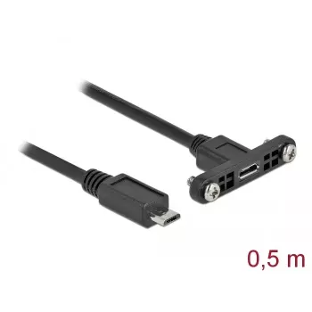 DeLOCK kaapeli USB 2.0 Micro-B naaras paneeliasennus – USB 2.0 Micro-B uros 0,5 m