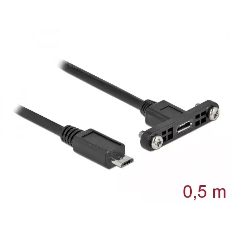 DeLOCK kaapeli USB 2.0 Micro-B naaras paneeliasennus – USB 2.0 Micro-B uros 0,5 m