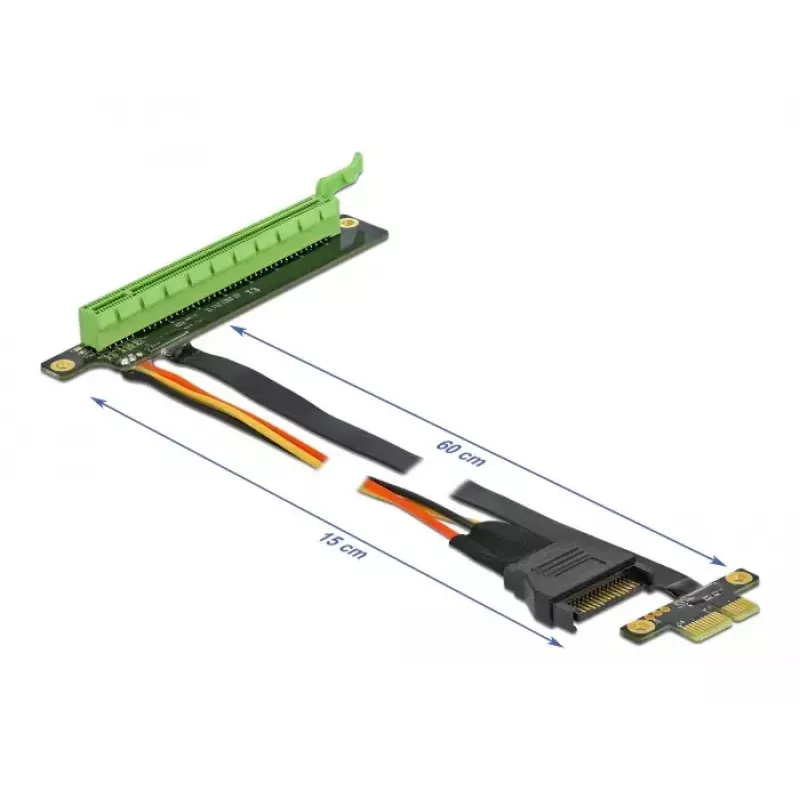 Riser-kortti DeLOCK PCI Express x1 – x16 taipuisalla kaapelilla 80 cm