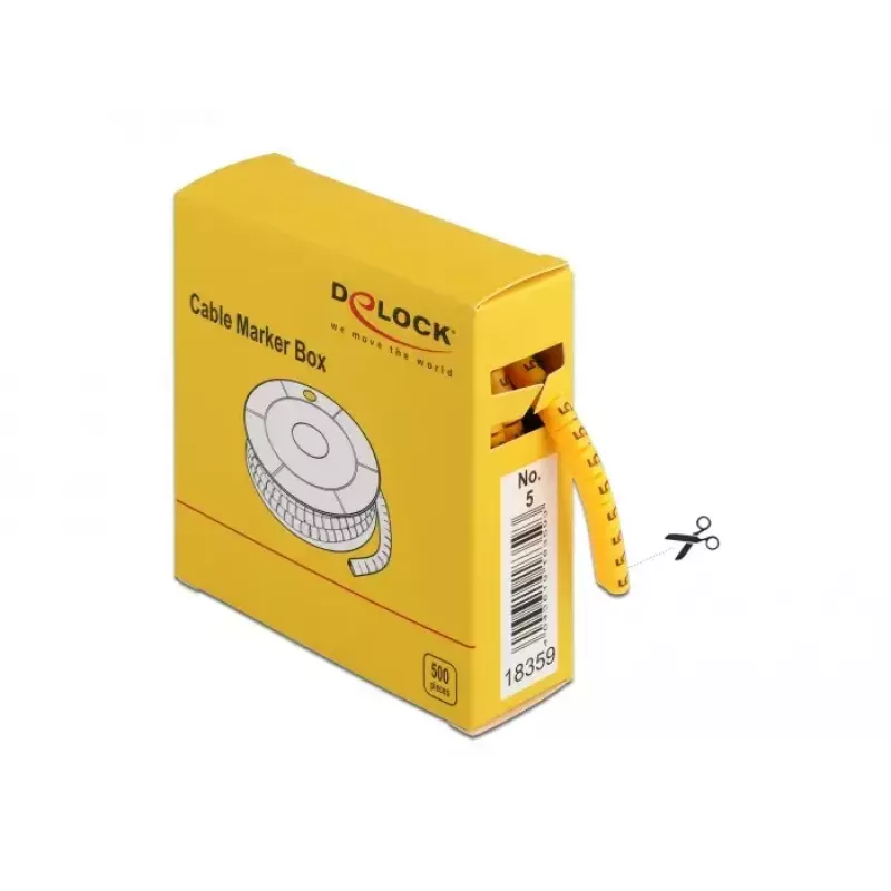 Kaapelimerkitsin DeLOCK 18359 keltainen 500 kpl