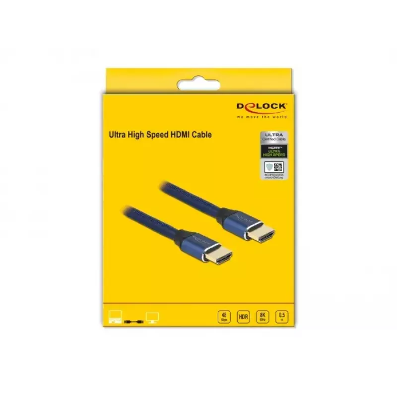 HDMI-kaapeli DeLOCK Ultra High Speed 48 Gbit/s 8K 60 Hz 0,5 m