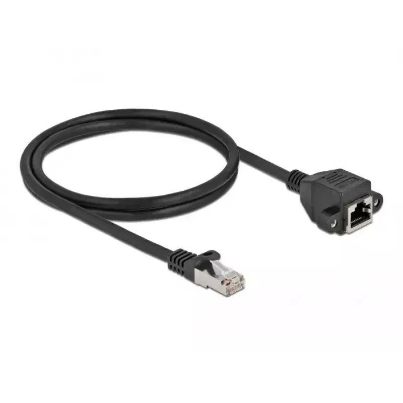 Verkon jatkokaapeli DeLOCK S/FTP RJ45-uros - RJ45-naaras Cat.6A 1 m musta 87001