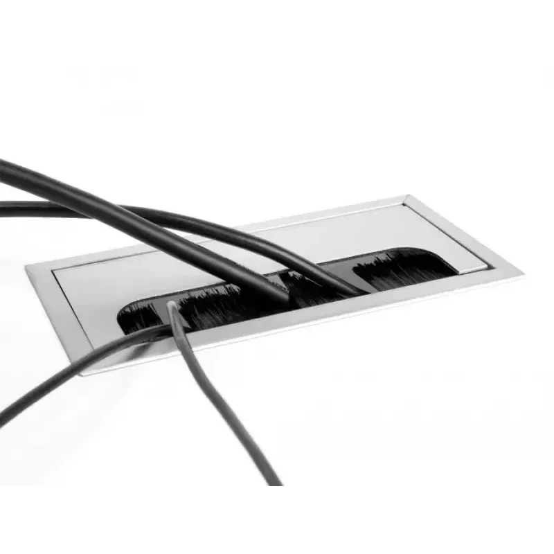 Kaapeliläpivienti DELOCK 66864 pöytään, hopea, 120×300×28 mm