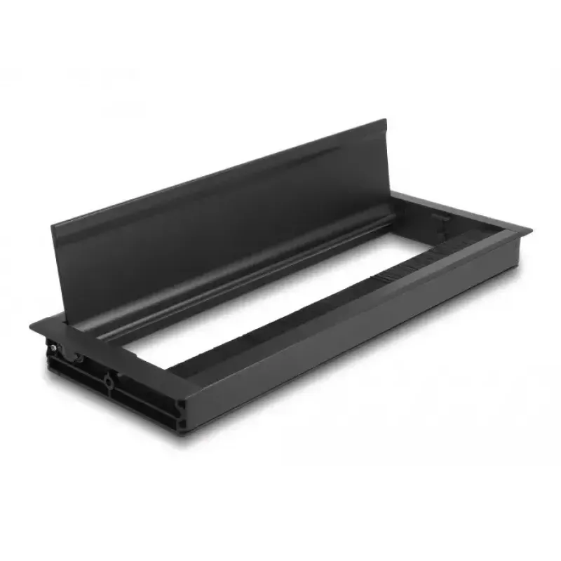 DeLOCK kaapeliläpivienti pöytäasennukseen harjalla 300 x 120 x 28 mm musta
