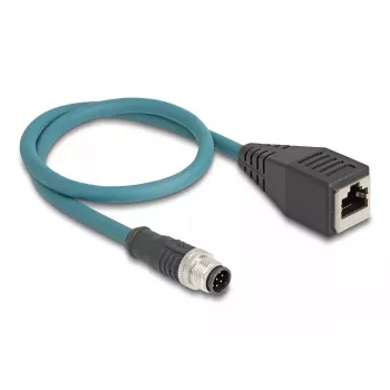 DeLOCK M12-adapterikaapeli A-koodattu 8-napainen uros - RJ45-naaras 50 cm