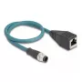 DeLOCK M12-adapterikaapeli A-koodattu 8-napainen uros - RJ45-naaras 50 cm