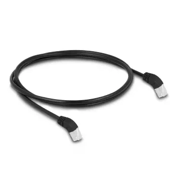 DeLOCK RJ45 verkkokaapeli Cat.6A S/FTP 45° ylöspäin kulma 1 m musta