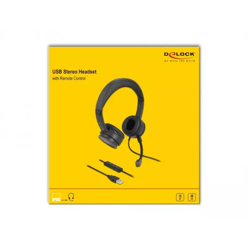 Headset DeLOCK USB-stereoheadset kaapelikaukosäätimellä