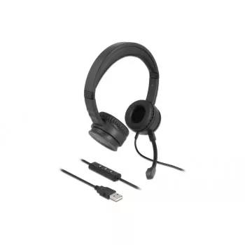 Headset DeLOCK USB-stereoheadset kaapelikaukosäätimellä
