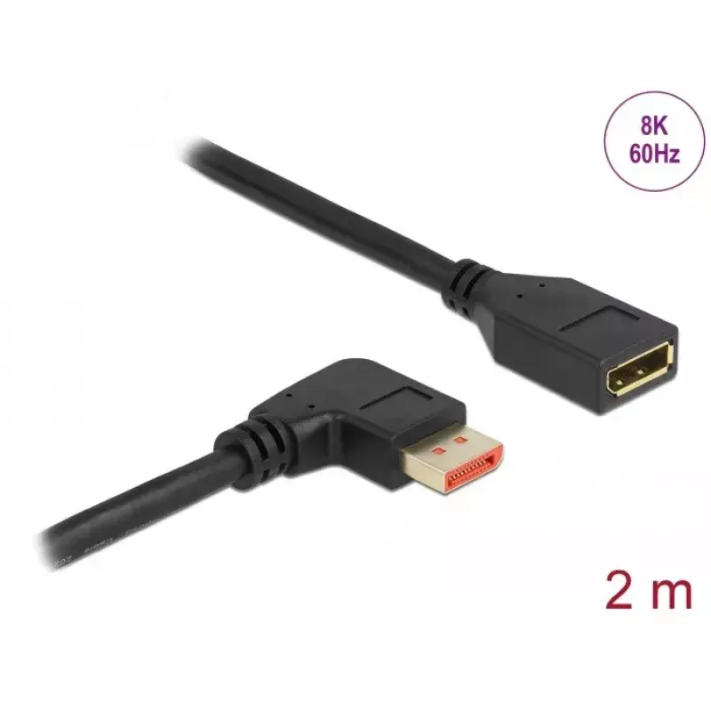 DisplayPort-jatkokaapeli DeLOCK 87078 2 m 8K 60 Hz kulma