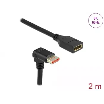 DisplayPort-jatkokaapeli DeLOCK 87091 2 m 90° alaspäin kulma