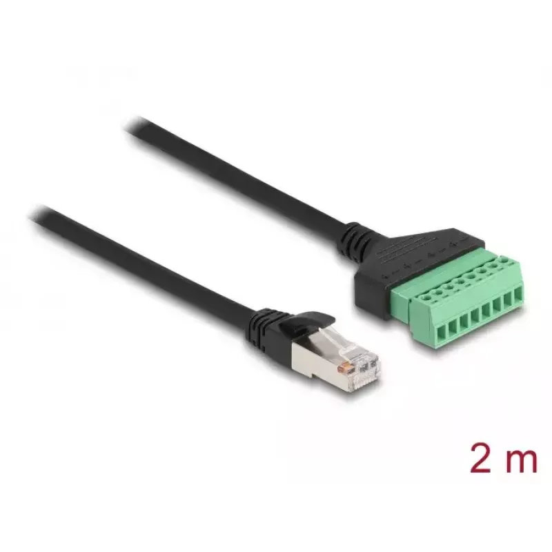 DeLOCK RJ45-kaapeli Cat.6 pistoke liitinrimasovittimeen 2 m musta vihreä