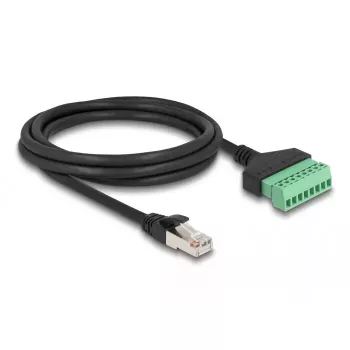 DeLOCK RJ45-kaapeli Cat.6 pistoke liitinrimasovittimeen 2 m musta vihreä